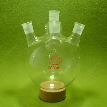 

4 Neck Round Bottom Flask,2000ML,24/29 Ground Joint,Laboratory Glassware