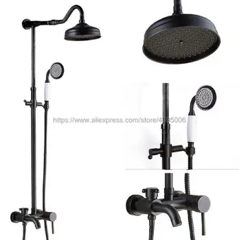 

Black oil Antique Brass Wall Mount Bathroom Shower Faucet Mixer Taps Single Handle Tub Mixer Tap with Hand Held Shower Brs624