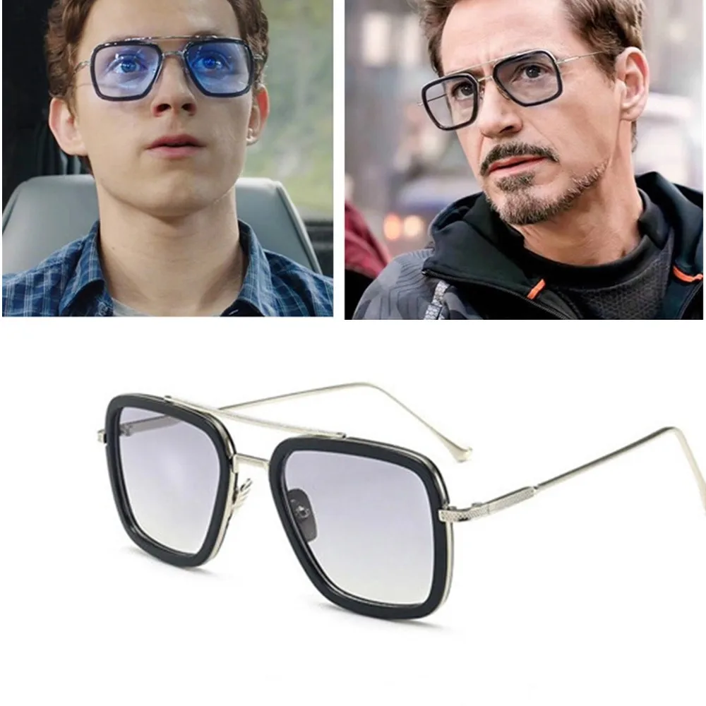 

Spiderman Far From Home Cosplay Sunglasses Iron Tony Spider Man Peter Cosplay Retro Glasses