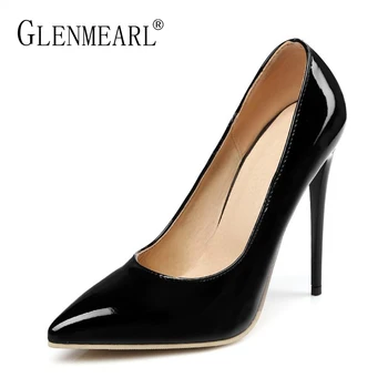 

Sexy Women High Heels Shoes Woman Pumps Brand Spring Thin Heels Single Shoes Black Pointed Toe Wedding Pumps Women Large Size DE