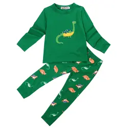2018 Модный милый пуловер; детская одежда для маленьких мальчиков и девочек динозавр Пижама с динозавром комплект белье, ночное белье