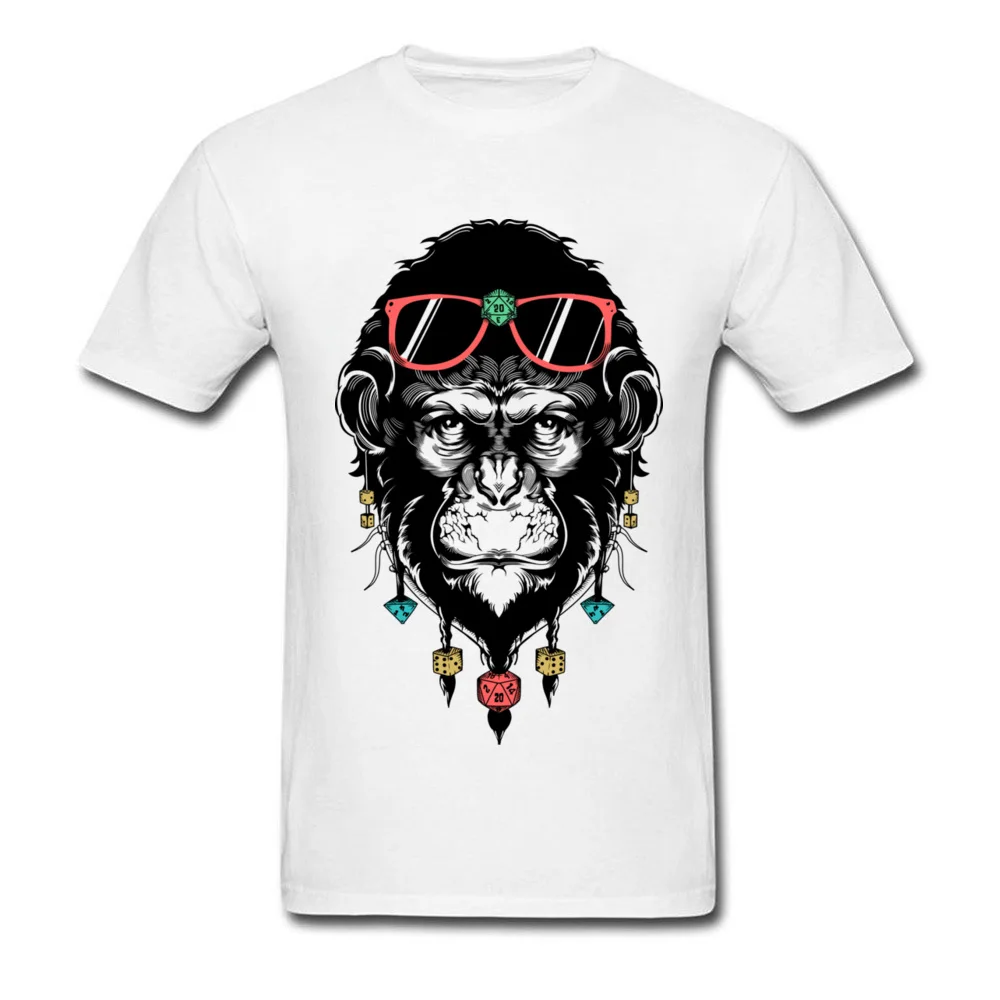 

Unique 2018 Tribal Monkey Print Men White T-shirt Plus Size Hipster Street Fashion Tops Short Sleeve Gorilla Tee Shirt