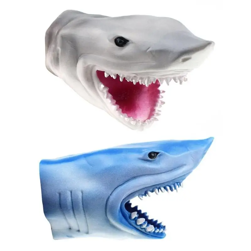 Моделирование большая белая акула руку кукольные перчатки мягкие TPR голова животного рисунок ярко детские игрушки модель подарки