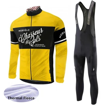 

Men Winter Cycling Set Thermal Fleece Cycling Clothing Pro Team Bike Jersey bib pants suit MTB Clothes Roupas De Ciclismo K2806