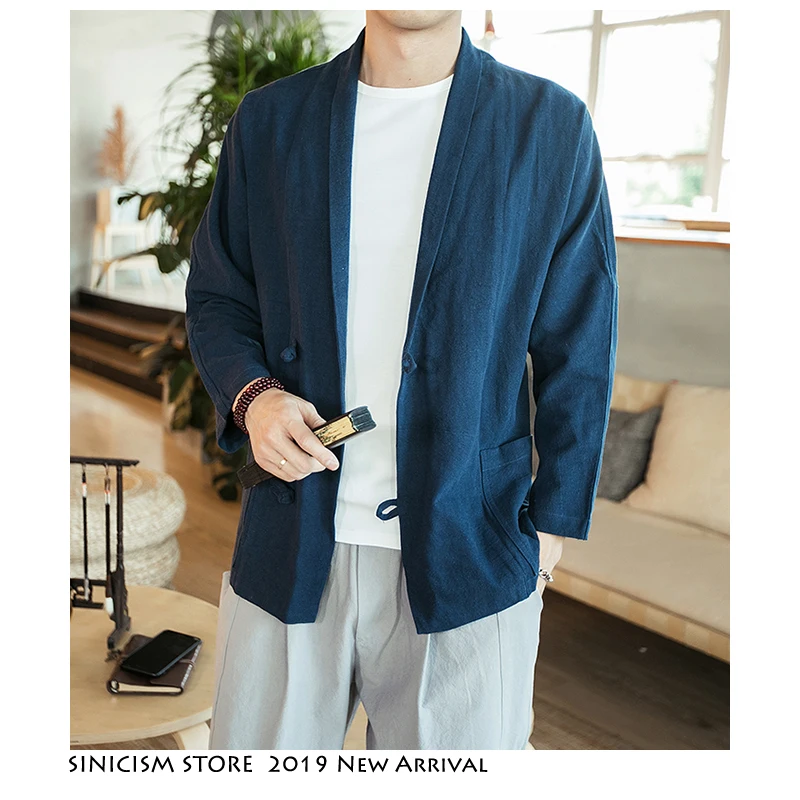 

Sinicism Store Cotton Linen Vintage Men Bomber Jackets 2019 Mens Solid Streetwear Button Coats Male Fashoins Black Windbreaker