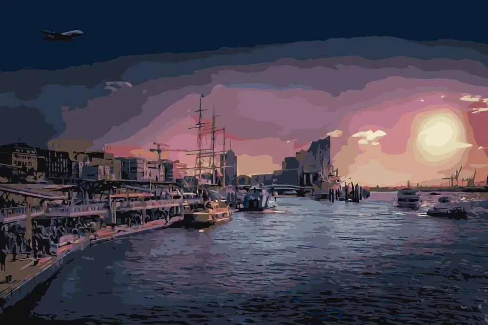 PX 46 German northern port diy oil painting by numbers Europe landscape acrylic paint wall