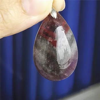 

Purple Natural Auralite 23 Gemstone Necklace Charms Pendant Water Drop Bead Natural Stone Pendant 33x21x10mm