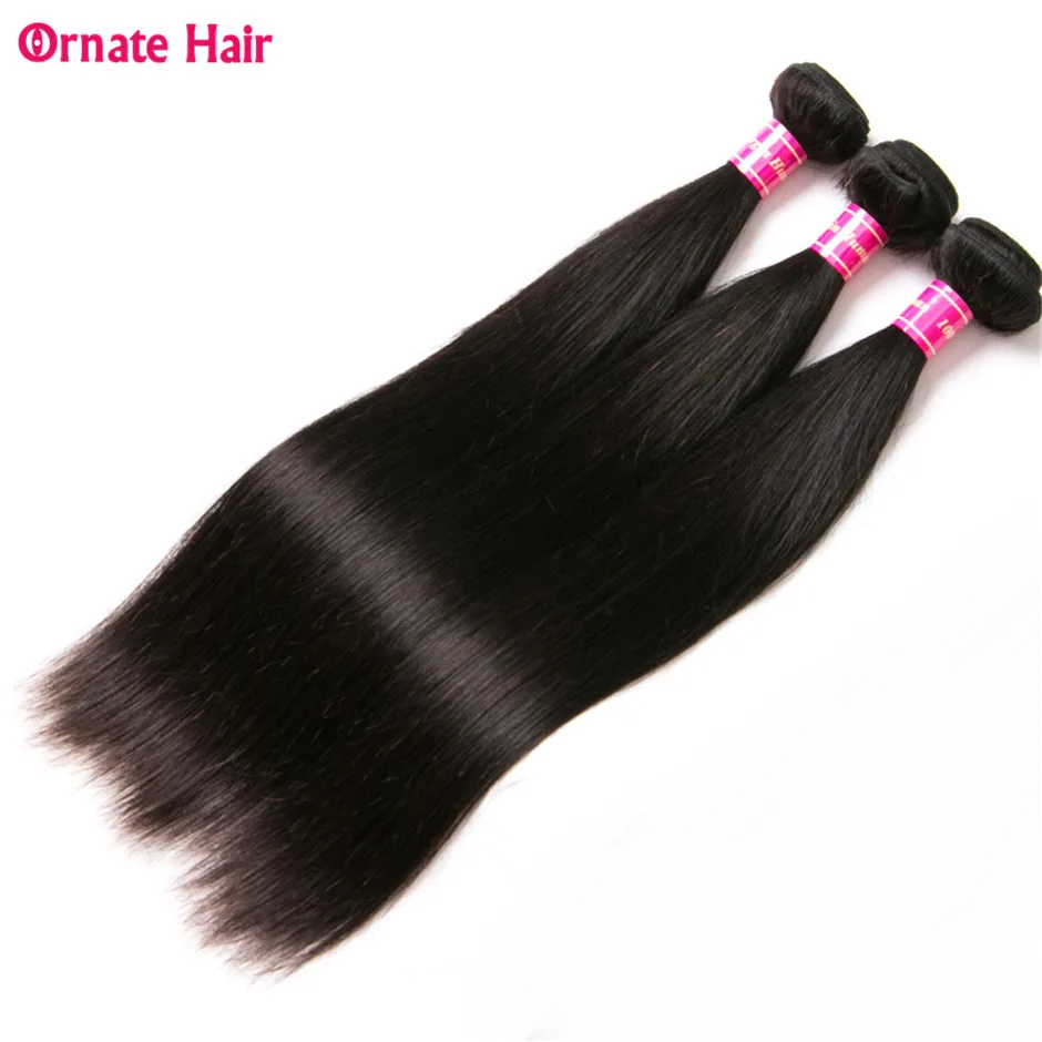 Ornate Hair Brazilian Straight Hair Bundles 100% Human Hair Bundles Natural Color 3 bundles Free Shipping No Tangle No Shedding