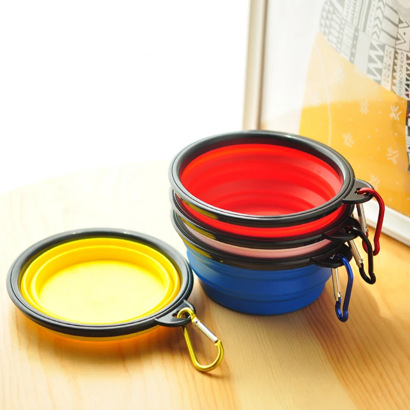 Folding Silicone Dog Water Food Bowl Outerdoor Pet Water Bottle Dog Bowls Travel Portable Food Container Feeder For Dogs Cats