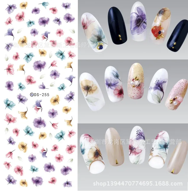 Цветочные наклейки для ногтей Лаванда Фиолетовый цветущие наклейки на ногти наклейки для ногтей цветы наклейки ZJT097