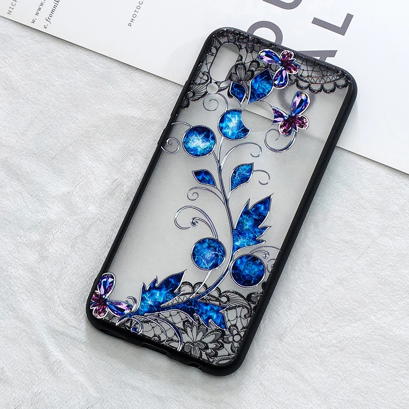 3D цветок цветочный кружево чехол на huawei honor 10 lite чехлы красивый принт пластик