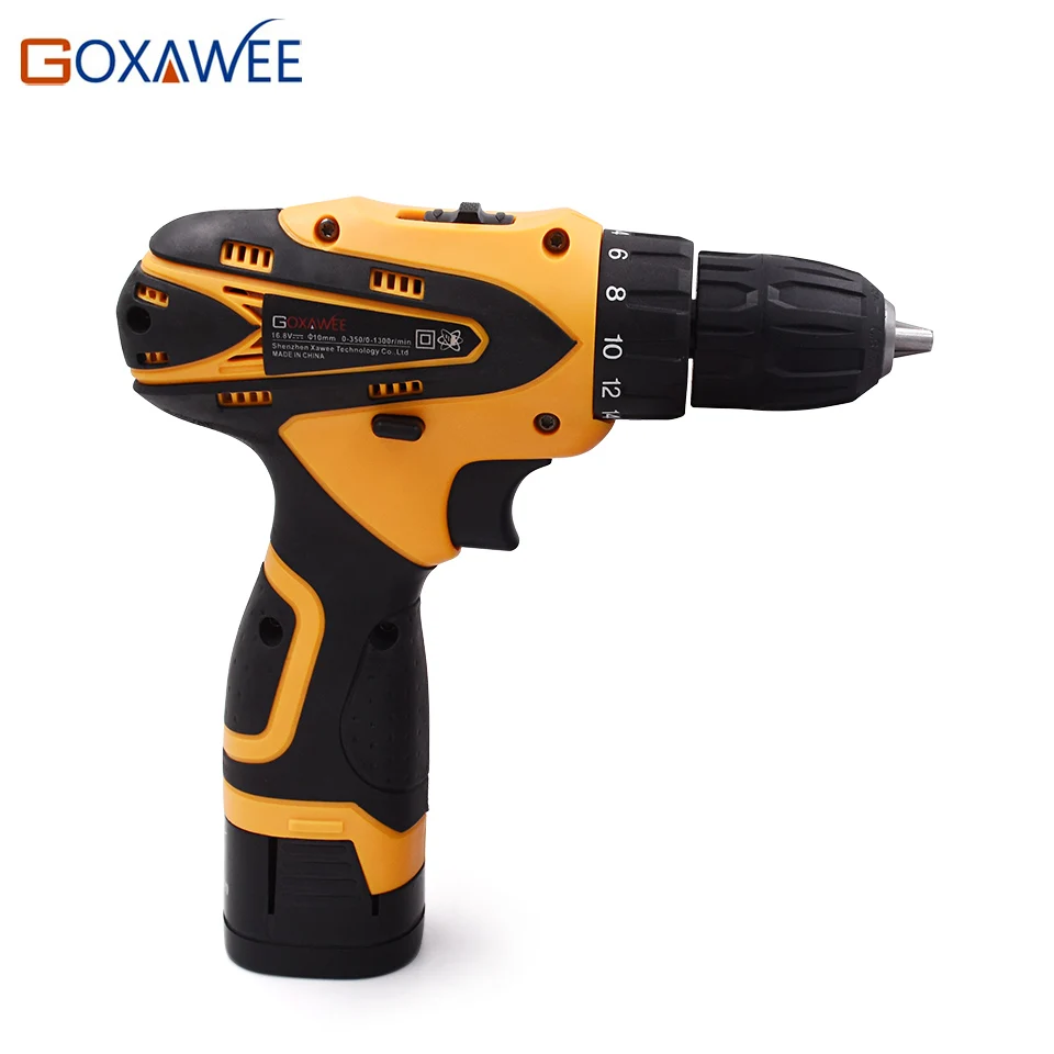 

GOXAWEE 16.8V Electric Screwdriver Cordless Electric Drill parafusadeira Two Speed Multi-function Lithium Battery Power Tool