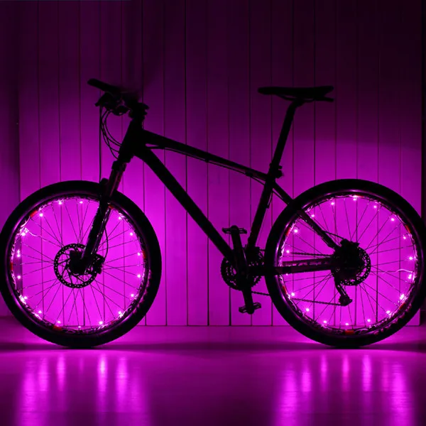 Leadbike Аксессуары для велосипеда водонепроницаемый 20 Led AA батарея красочное защитное колесо светильник велосипед спиц светильник лампа для ночной езды - Цвет: Pink