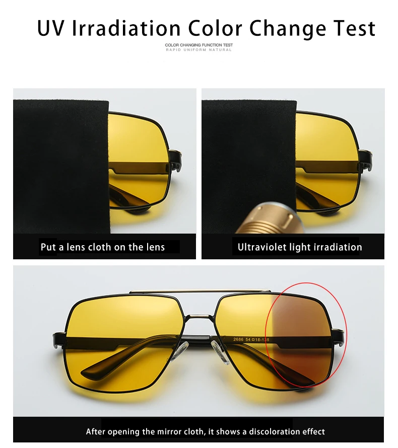 HD очки для ночного вождения, мужские поляризованные фотохромные солнечные очки с желтыми стеклами, очки для ночного видения, очки для вождения, очки для уменьшения бликов