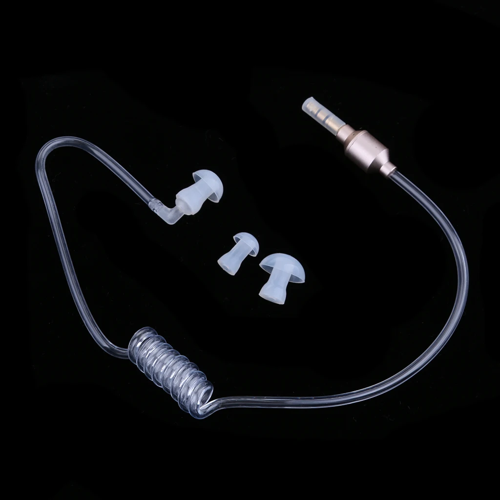 Anti-Radiation Mono Earphones 3.5mm Stereo Acoustic Hollow Air Tube Wired Earpiece Hands-free with Mic Headsets Lightweight