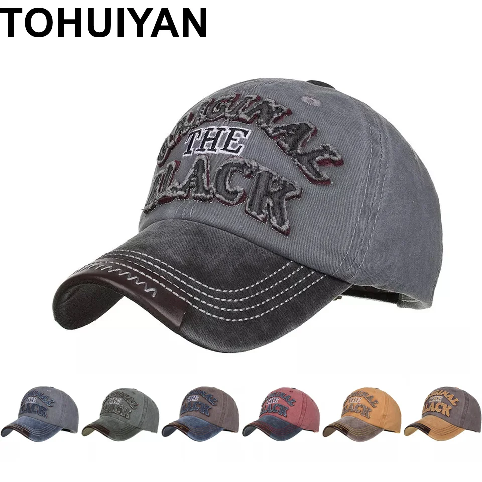 

TOHUIYAN Washed Denim Baseball Cap Casquette Hats Autumn Summer Hat For Men Women Caps Snapback Hats Letter Embroidery Chapeau