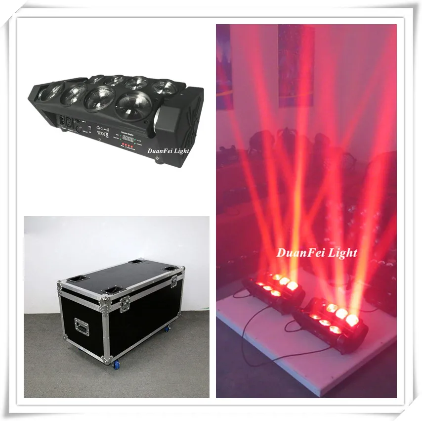 (2 шт. + чехол) 8x10 Вт Светодиодный луч паука rgbw dmx 4in1 lyre led Паук dj beamer освещение|Эффект