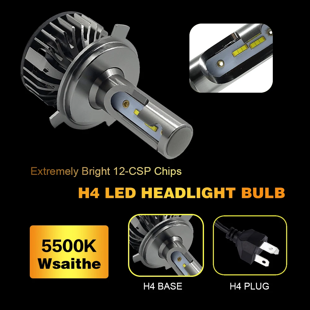 H4 светодиодный H7 H11 CSP фар автомобиля лампы 55 Вт H8 9005 HB3 9006 HB4 H1 8000lm Авто