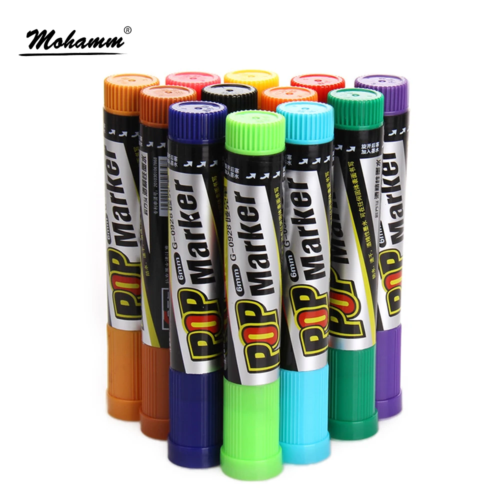 GEnvAnA 12Colors/Set Poster Color Paint Markers Alcohol Fiber Tip POP
