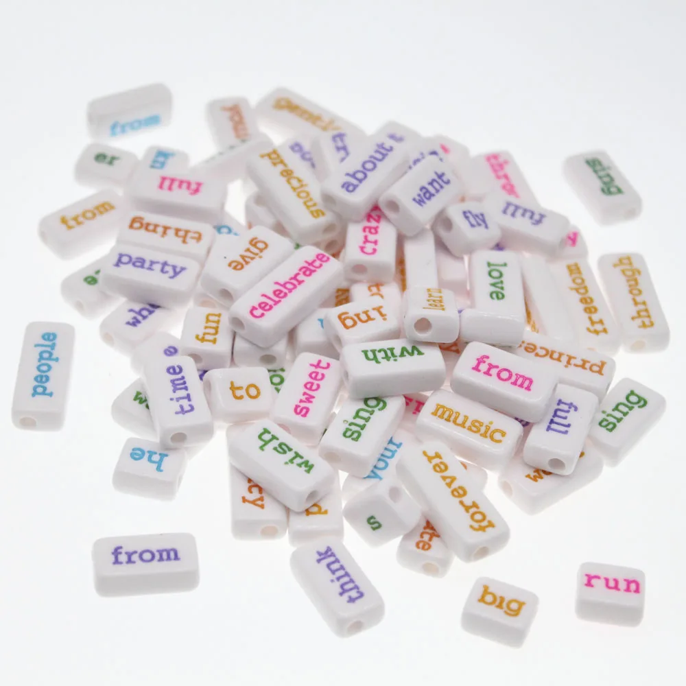 

50Pcs Acrylic letters Strip Beads Big Hole for Jewelry Making