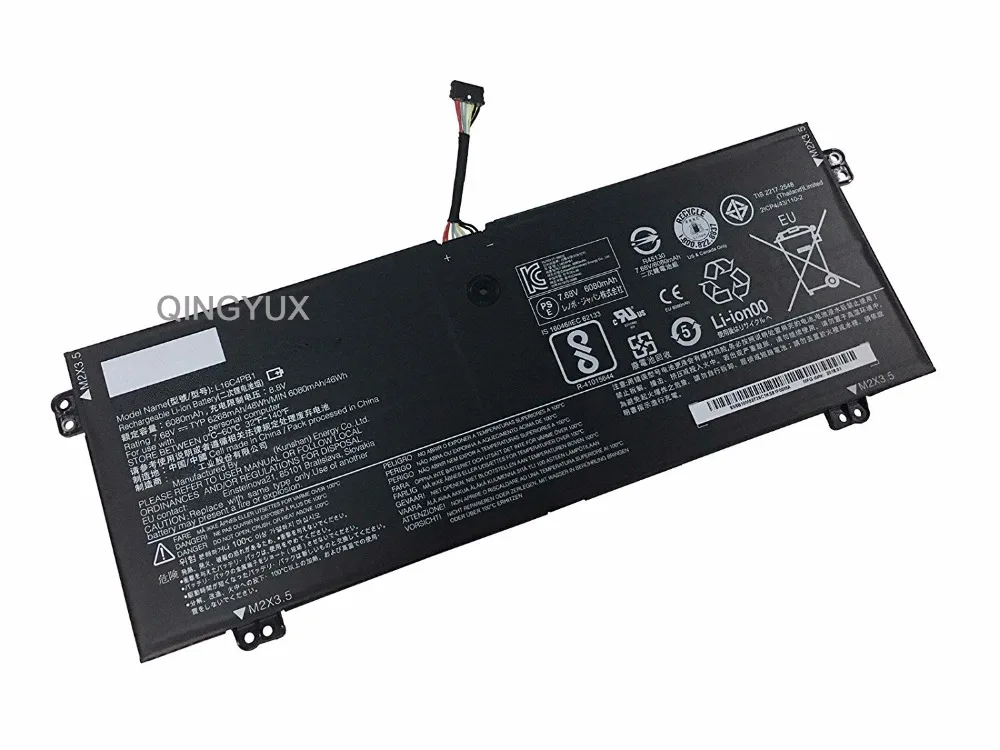

QINGYUX New 7.68V 48Wh 6080mAh L16C4PB1 5B10M52739 2ICP4/43/110-2 Laptop Battery Compatible Lenovo 720-13IKB Series Notebook