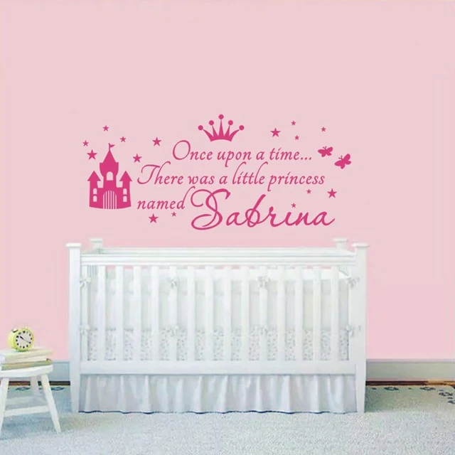 us $6.66 |custom princess girl name decals for kids rooms wall sticker baby  girl nursery wall decals girl's bedroom wall art home decor-in wall