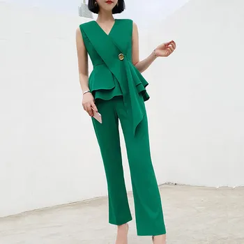 

Fashionable Two Piece Set Pant Suit Stylish Goddess Summer Costumes For Women Conjunto Feminino Ensemble Femme Deux Pieces