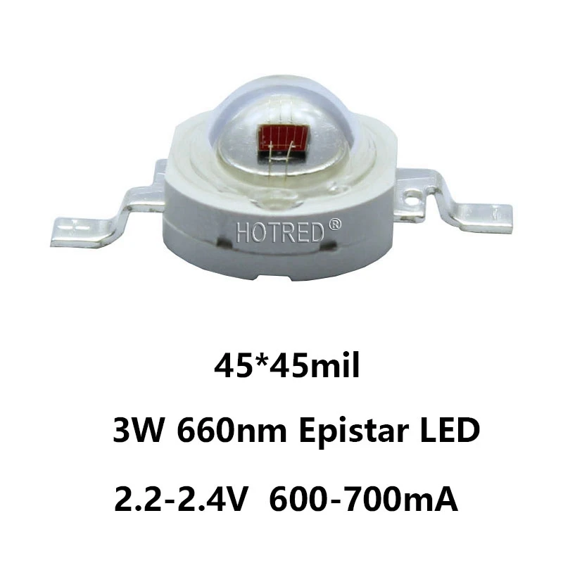 100 шт. 660nm 3W42mil 2,4 V 700mA EPI светодиодный S темно-красный светодиодный диоды для подавления переходных скачков напряжения для выращивания растений светодиодный Grow светильник части