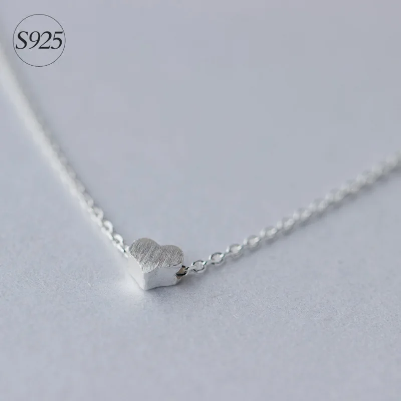 

1pc Real. 925 Sterling Silver 4MM Matt Heart Tinny Pendants / Love Necklace for women girl's GTLX686