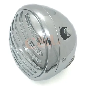 

Motorcycle 7'' Chrome Bullet Headlight With Fence Grill Cover For Harley Chopper Bobber Custom