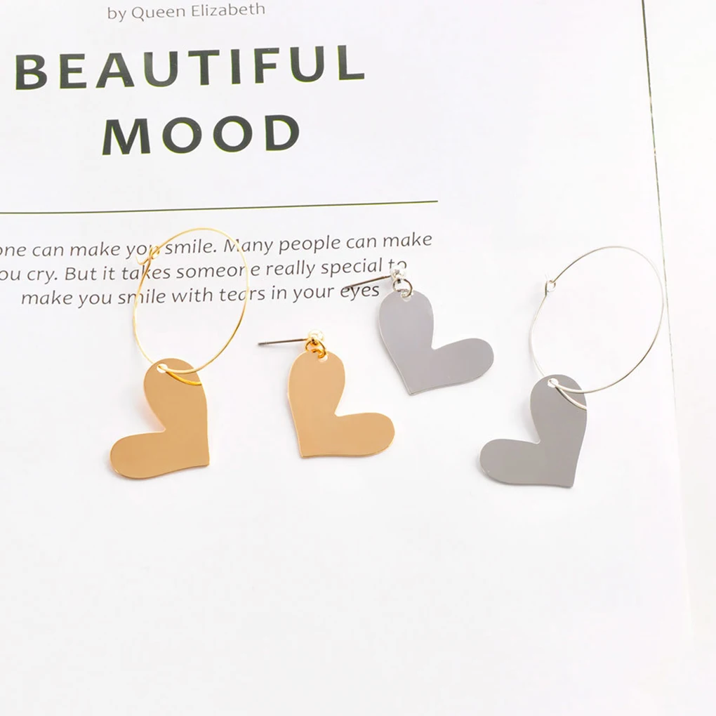 

2019 1 Pair Sweet Girl Heart Shape Dangle Earrings Women Simple Alloy Irregular Ear Studs Vintage Casual Ear