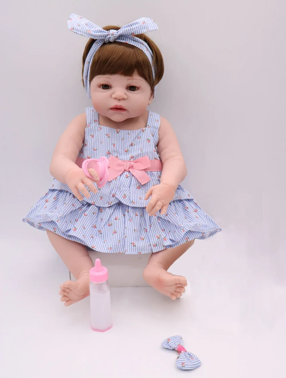 

Lifelike 23'' Newborn Can Bathe Full Silicone Reborn Dolls Baby 57cm lifelike collection stylish Xmas birthday Gifts for Girl