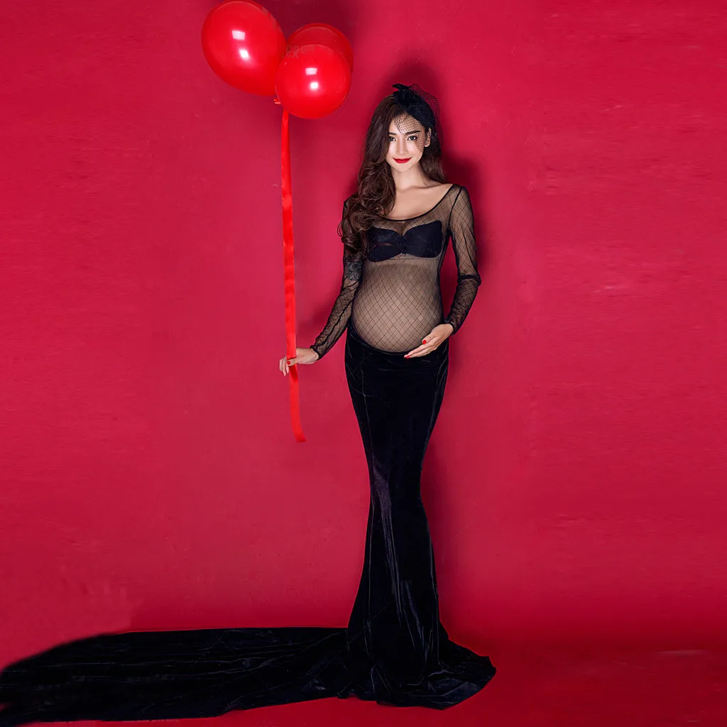 Женское платье для беременных с длинными рукавами и длинным рукавом zwangerschap jurk fotografie vestido embarazada