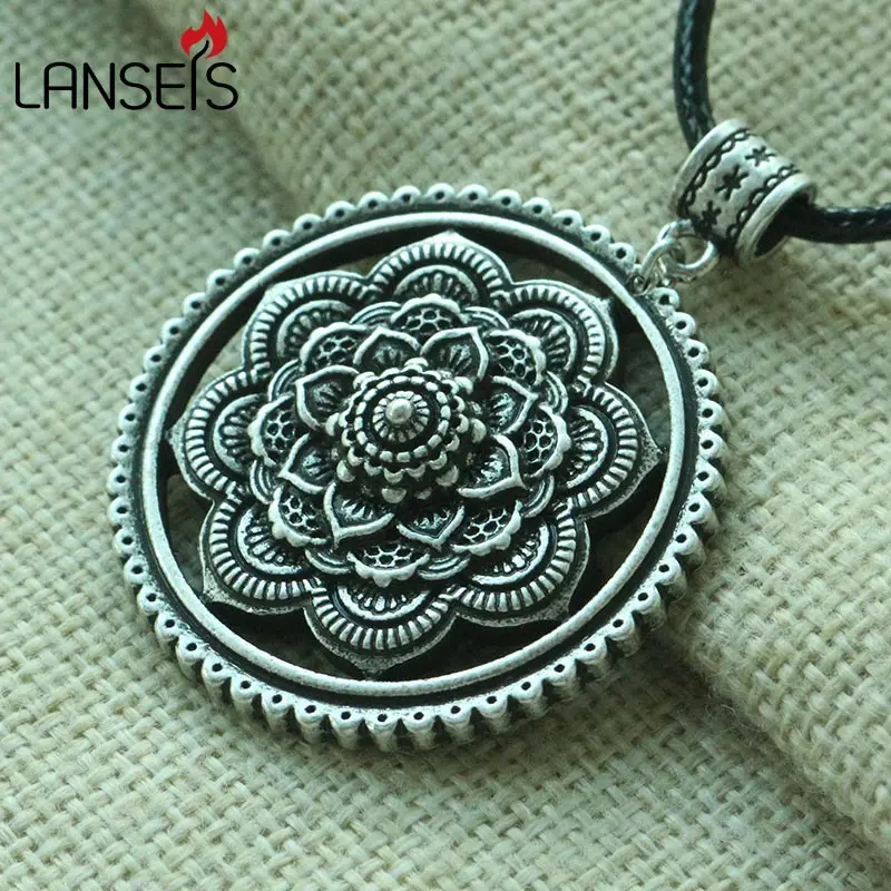 lanseis 1pcs Tibetan Mandala women Necklace Zen Boho Yoga Jewelry Zen