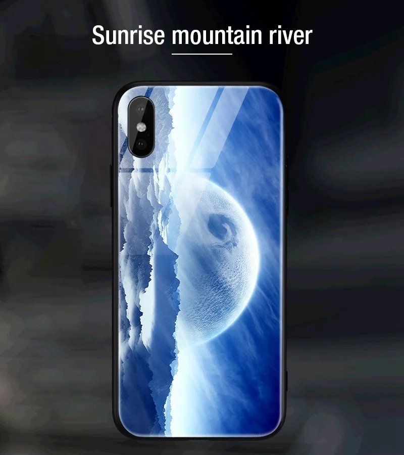 Hisomone Star Space Phone Case For iphone X Cute Patterned Tempered Glass Cover For iPhone 7 8 Plus 6 6S Soft Edge Silicone Capa