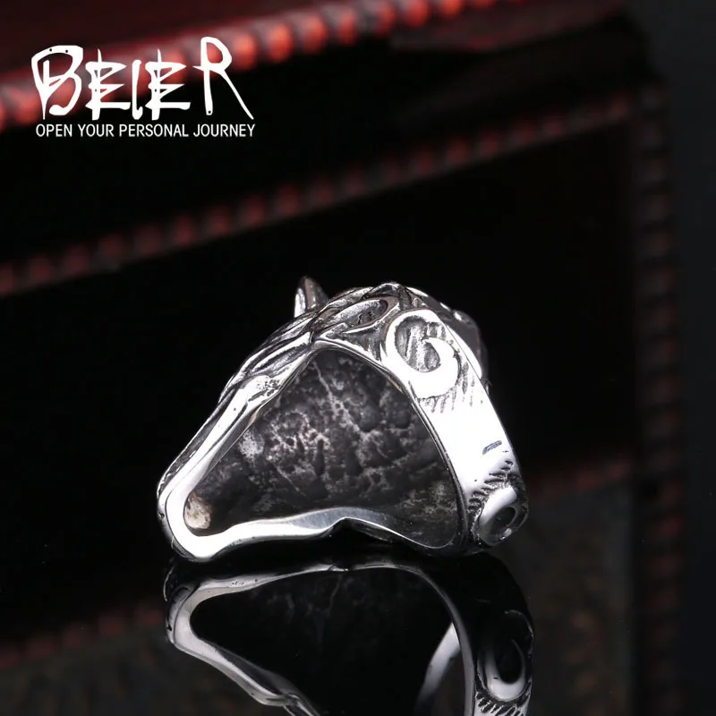 Beier new store 316L Stainless Steel ring top quality Game Of Throne House Stark of Winterfell Direwolf viking Wolf Ring BR8-160