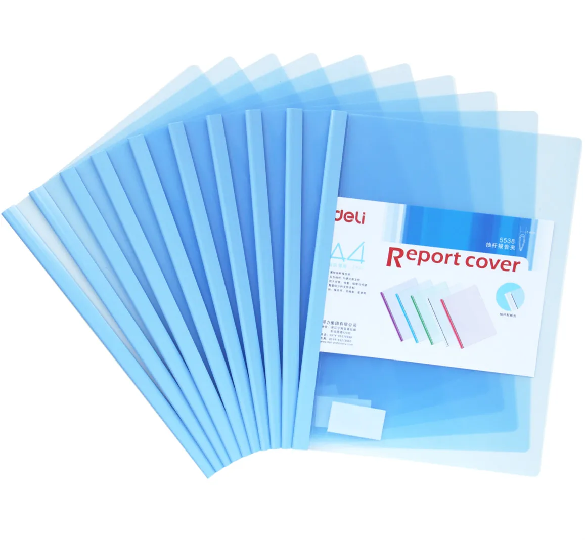 

DELI 10pcs/lot A4 pumping rod folder clip transparent cover office papers cover presentation report cover folder office supplies