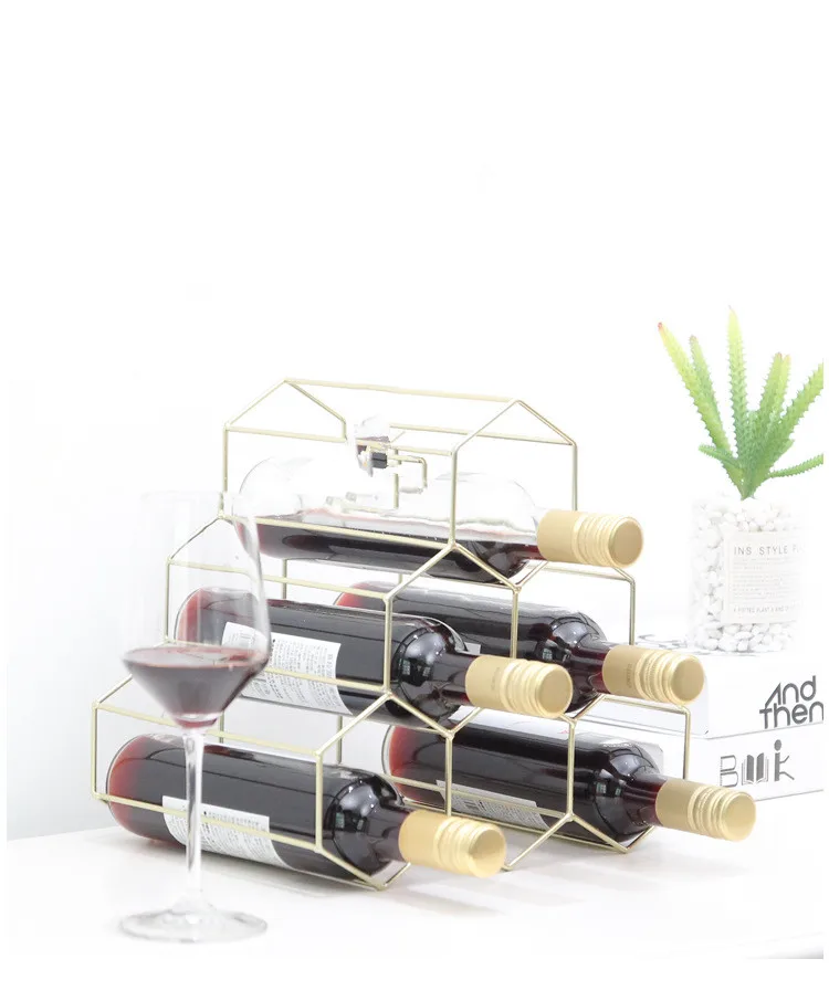 1PC Geometric Wine Rack Metal Simple Household Grape Wine Rack