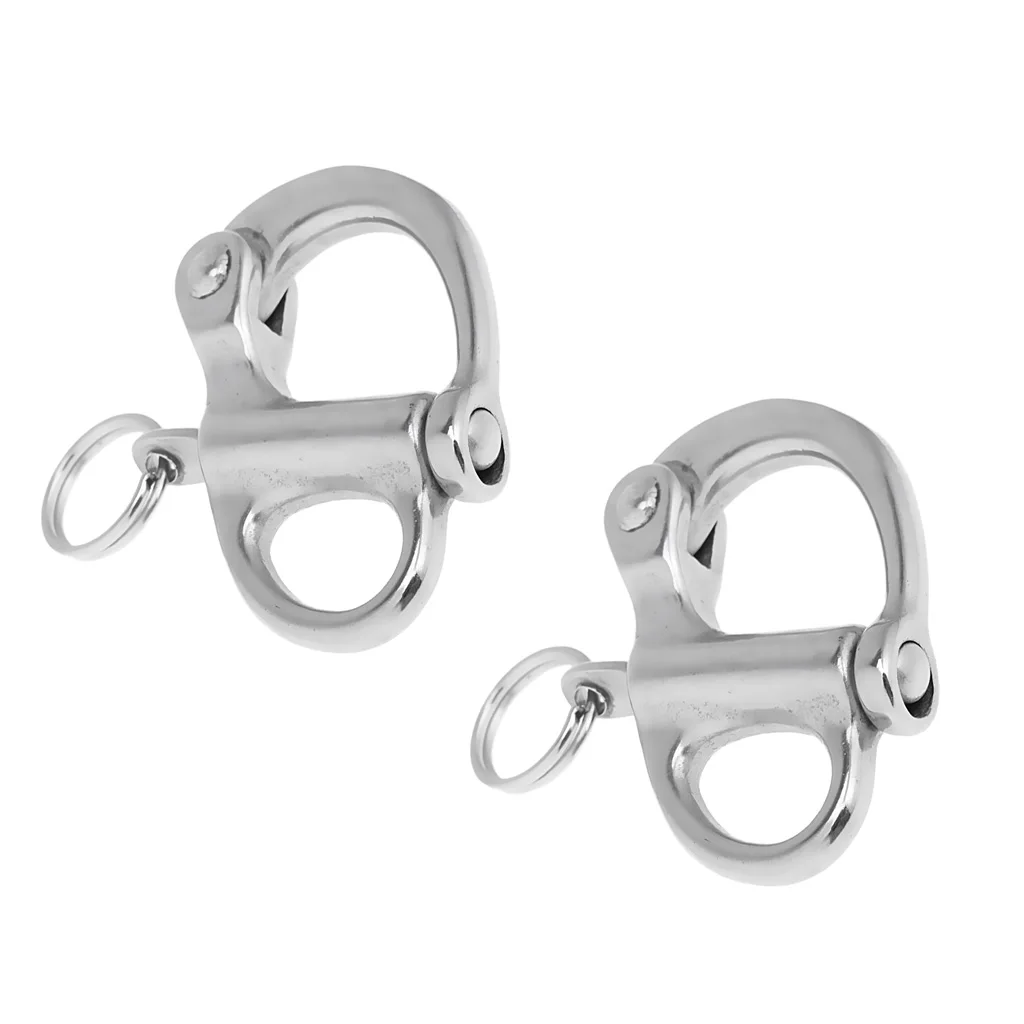 

2 Pcs 1.26 x 0.79 Inch Fixed Bail Snap Shackle For Boating/Sailing/Yacht Etc Marine Grade 304 Stainless Steel Wide Angle Opening
