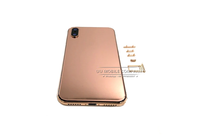 Отличное качество 24 к зеркало золотое шасси задняя крышка задняя дверь для iphone X батарея Дверь Корпус средняя рамка с логотипом+ кнопки