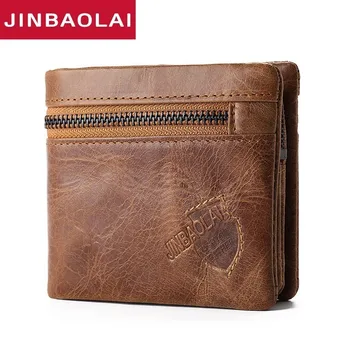 

New Best Genuine Leather Men Wallet Coin Pocket Zipper Real Men's Leather Wallet With Coin High Quality Male Purse Cartera