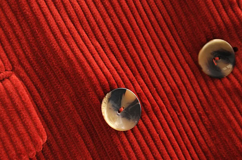 Corduroy Double-breasted Jacket Top Autumn and Spring European Women