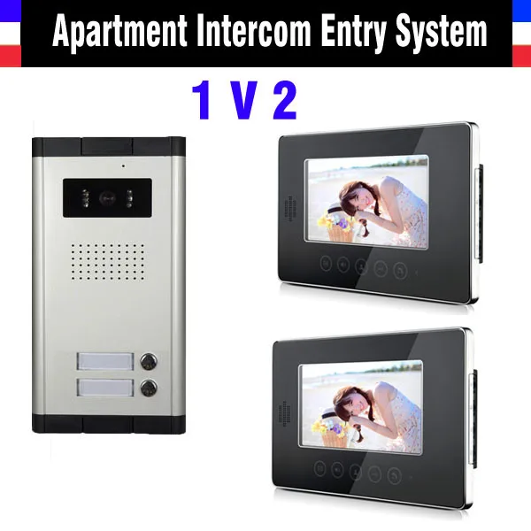 

2 Units Video Doorbell 7 Inch Monitor Video Intercom Doorp hone interPhone System Apartment Video DoorPhone Kit night vision