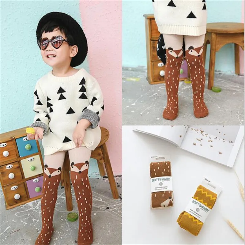 YWHUANSEN 0 3 Years Cute Fox Pantyhose Child Winter Baby Tight Soft