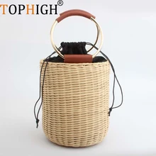 Модные пляжные сумки женская сумка, сумка с короткими ручками клатч дорожный в богемном стиле соломенная сумка Для женщин летние плетеные корзины сумка C105