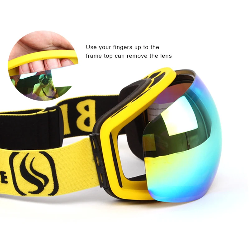 Gafas de esquí de los hombres gafas de esquí de las mujeres 100% UV400 Anti-burst a prueba de viento Anti-niebla doble grande esférico Snowboard senderismo gafas máscara