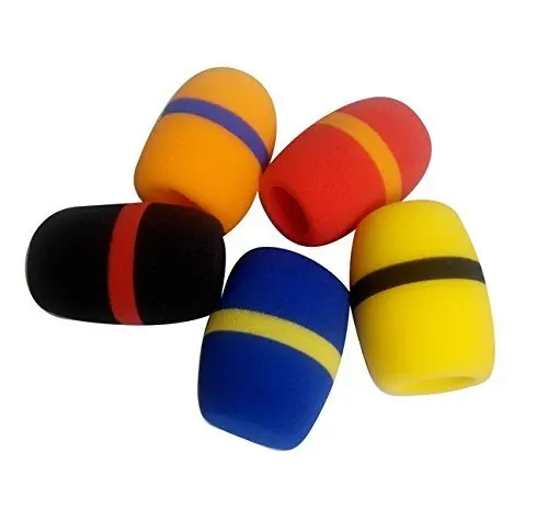 

5 Pack Reusable/Universal/Washable Bi-color Foam Mic Cover Handheld Stage/KTV/DJ/Party Microphone Windscreen, Assorted Color