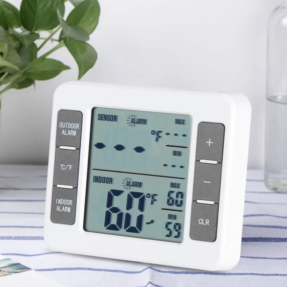 Wireless Digital Freezer Thermometer Indoor/Outdoor Temperature Sensor