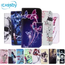 I5/5S Phone Etui For Coque Apple iPhone 5S Case Skull Cat Leather Wallet Flip Cover 5 SE 5SE Dual Sim Housing Capinha