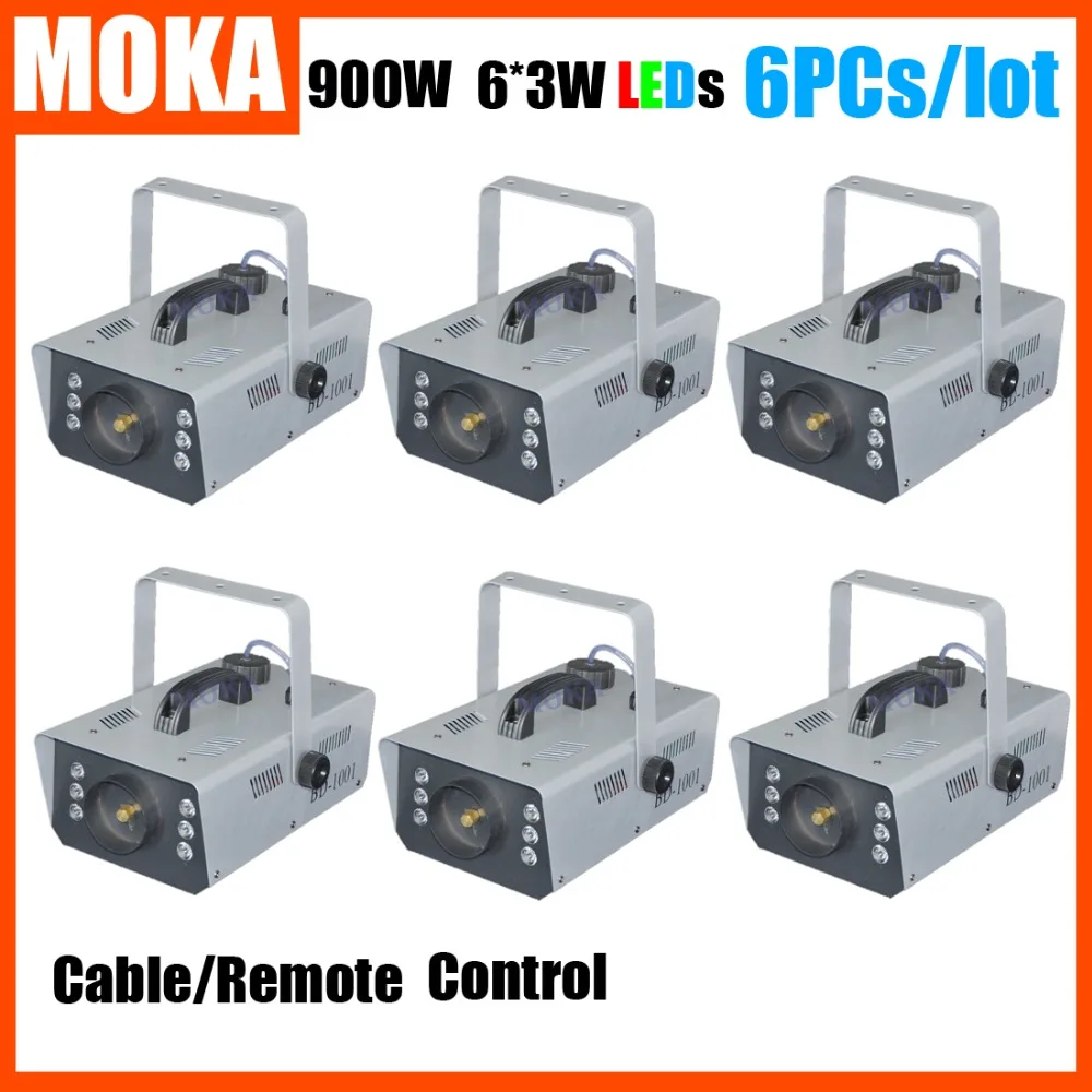 6 pcs/lot Moka MK-F08  Fog Machine 900W 3W*6 led rgb light DJ Stage Smoke Machine wedding machine